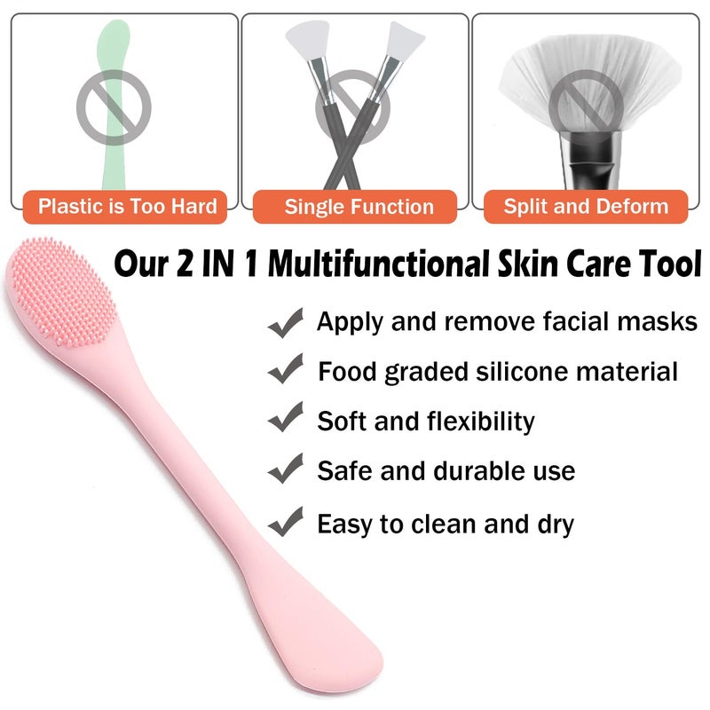 RamPula Facial Cleansing Brush, 2 in 1 Silicone Face Mask Brush & Face Scrubber, For Exfoliating, Massaging, Remove Blackheads, Makeup Skincare Removal, Applicator for Mud, Clay, Body Lotion, DIY Mask - Image 2